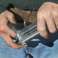 Manual hog ring pliers for the 09 gauge D style hog rings.