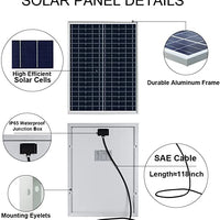 25W Solar Panel 12V Kit