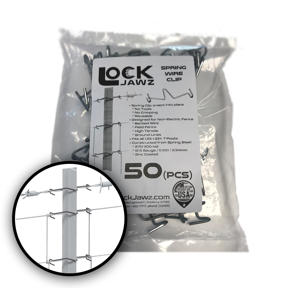 LockJawz Spring Wire T Post Clips (50pkg)