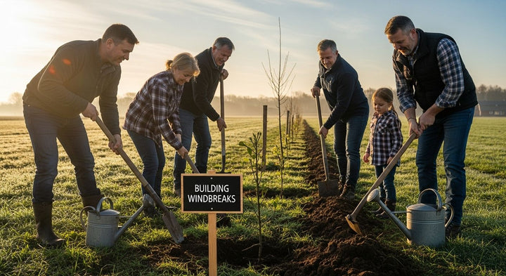 farmers planting windbreak