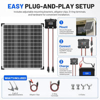 50W 12V Solar Panel Kit