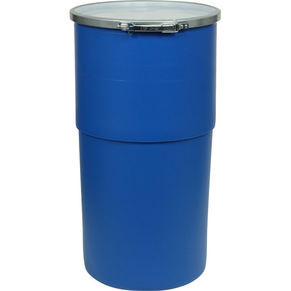 Plastic Drum with Lid - 15 Gallon, Open Top, Blue