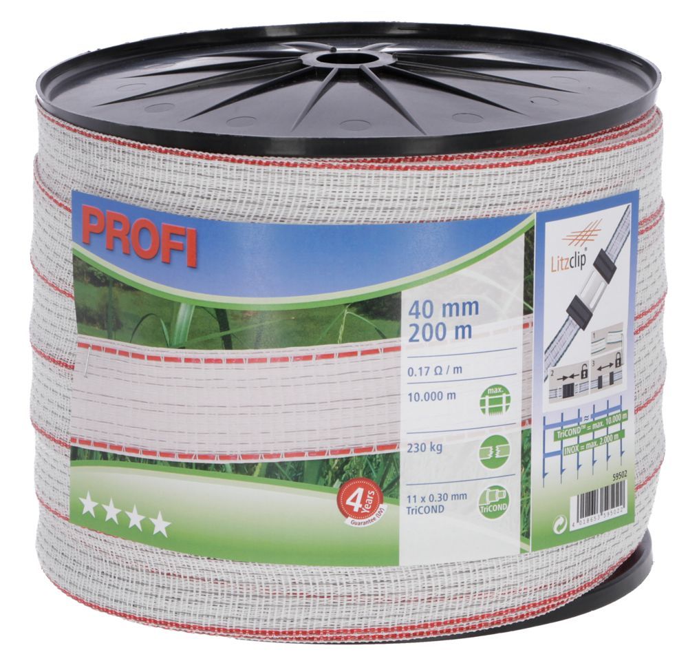 Corral PROFI Fencing Tape 40mm x 200m, white/red