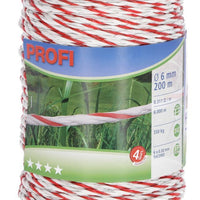 Corral PROFI Fencing Rope 6mm x 200m, white/red