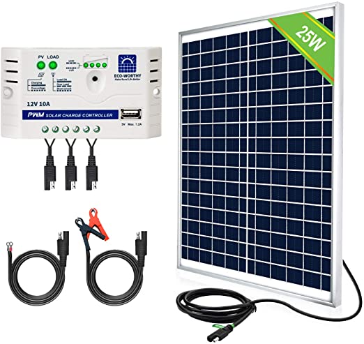 25W Solar Panel 12V Kit