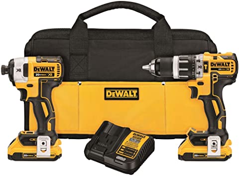 DEWALT 20V MAX XR Lithium-Ion Cordless Brushless Hammer Drill/Impact Combo Kit (2-Tool) with (2) Batteries 2Ah and Charger