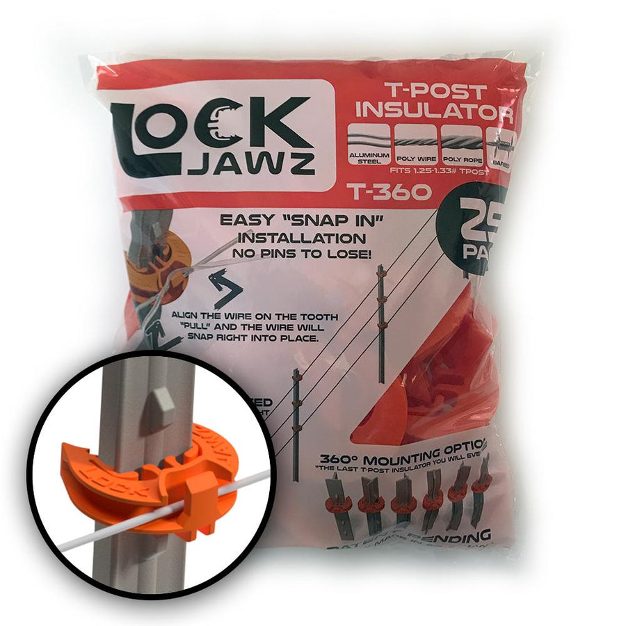LockJawz T-360  Electric Fence T Post Insulators (25/pk)